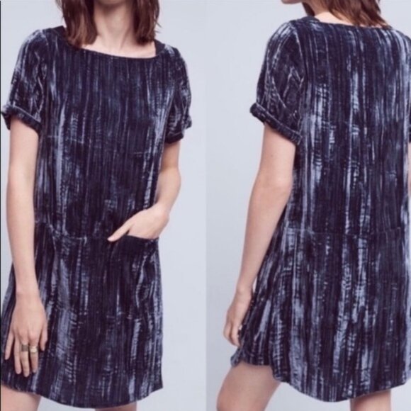 Anthropologie Floreat Crushed Velvet Burnout Tunic Oversized Dress - Picture 1 of 12